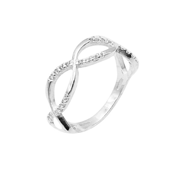ANEL INFINITO ZIRCÔNIA CRISTAL PRATA 925 - My Prata Joias