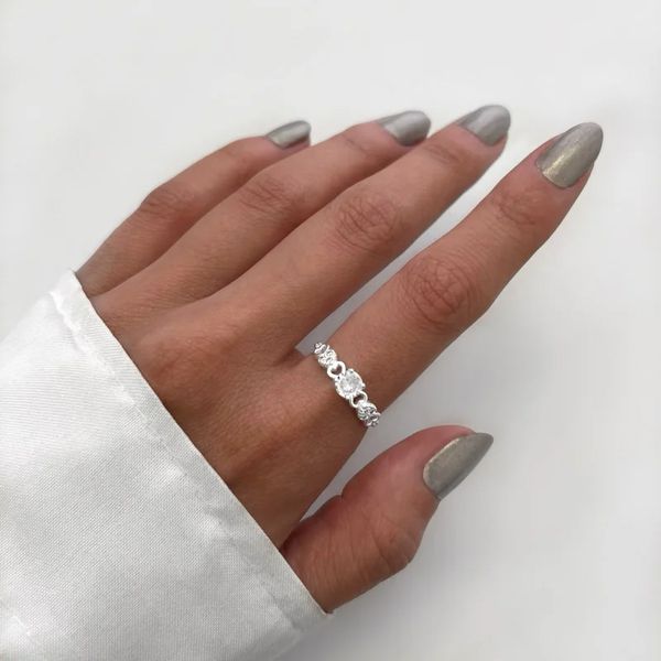 ANEL SOLITÁRIO CORAÇÃO ZIRCÔNIA CRISTAL PRATA 925... - My Prata Joias