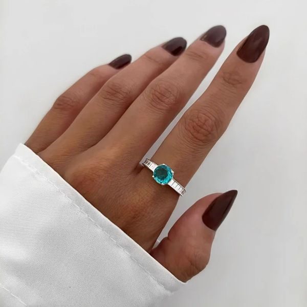 ANEL ZIRCÔNIA AZUL PRATA 925 - My Prata Joias