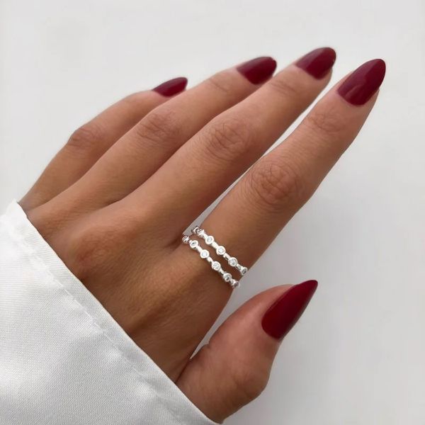 ANEL DOIS FIOS REGULÁVEL CRAVEJADO ZIRCÔNIA CRISTA... - My Prata Joias