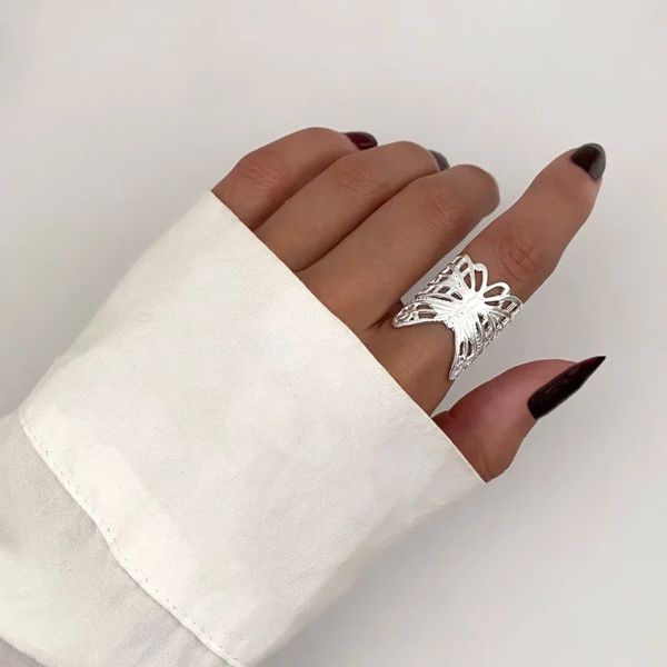 ANEL BORBOLETA LISO PRATA 925 - My Prata Joias