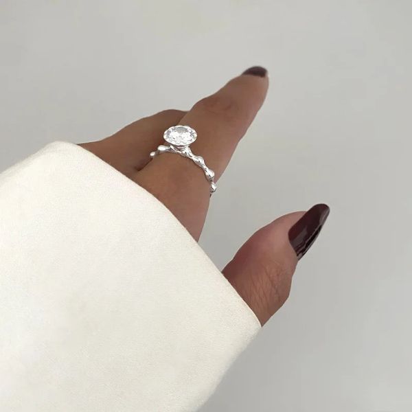 ANEL SOLITÁRIO ZIRCÔNIA CRISTAL PRATA 925 - My Prata Joias