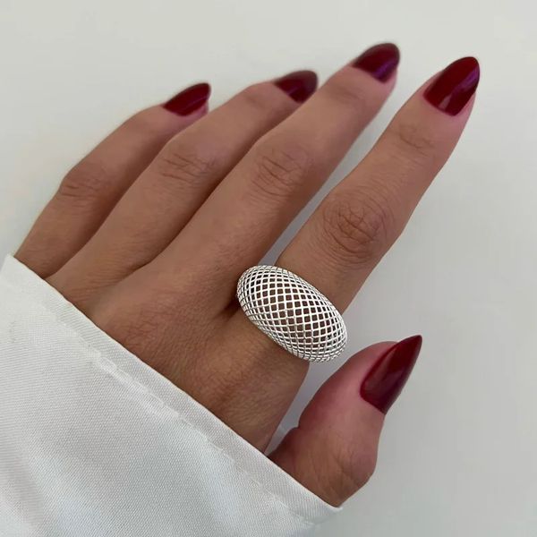 ANEL ARAMADO ABAULADO PRATA 925 - My Prata Joias