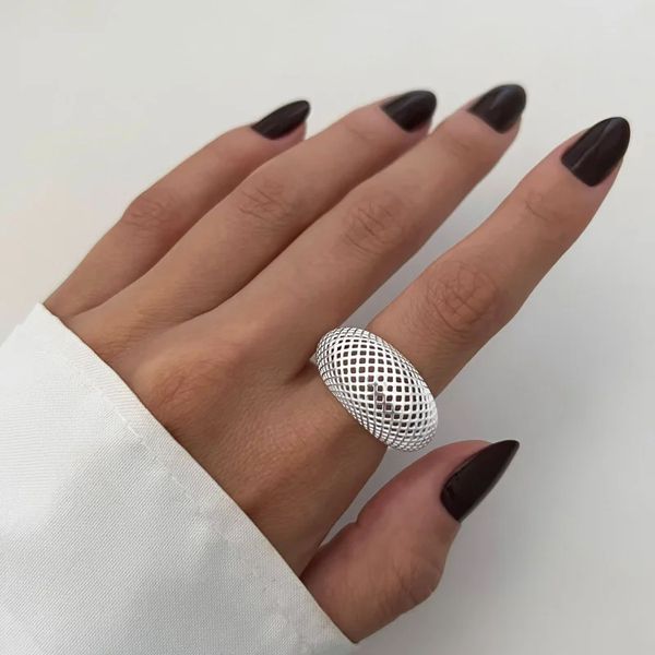 ANEL ABAULADO ARAMADO PRATA 925 - My Prata Joias