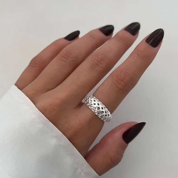 ANEL ABAULADO ARAMADO PRATA 925 - My Prata Joias