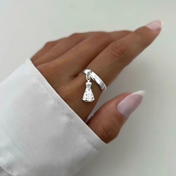 ANEL NOSSA SENHORA PENDURADA ZIRCÔNIA CRISTAL - My Prata Joias