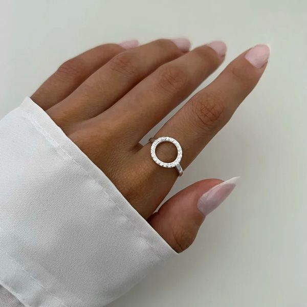 ANEL CIRCULO ZIRCÔNIA CRISTAL PRATA 925 - My Prata Joias