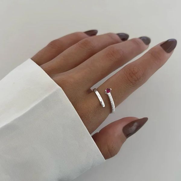 ANEL REGULÁVEL ZIRCÔNIA ROSA PRATA 925 - My Prata Joias