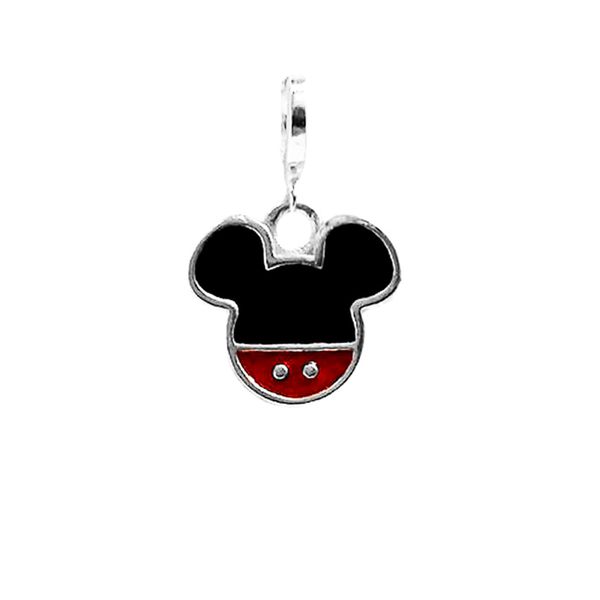 BERLOQUE MICKEY MOUSE VERMELHO E PRETO PRATA 925 - My Prata Joias