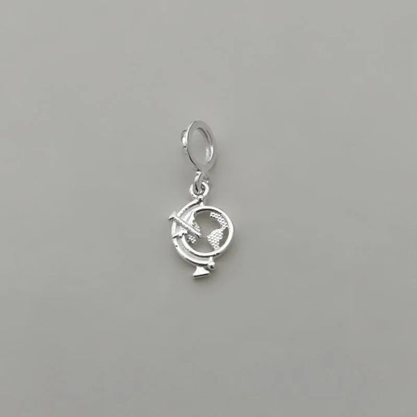 BERLOQUE MUNDO AVIÃO PRATA 925 - My Prata Joias