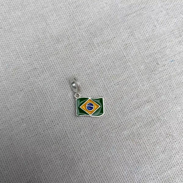 BERLOQUE BANDEIRA BRASIL PRATA 925 - My Prata Joias