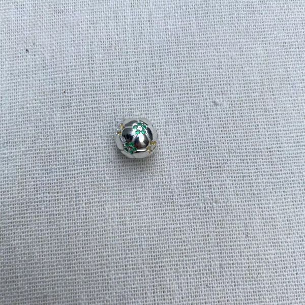 BERLOQUE BOLA VERDE E AMARELO PRATA 925 - My Prata Joias