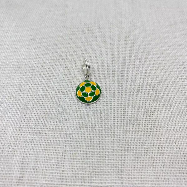 BERLOQUE BOLA VERDE E AMARELO PRATA 925 - My Prata Joias