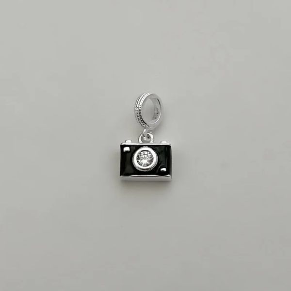 BERLOQUE CÂMARA FOTOGRÁFICA PRETA ZIRCÔNIA CRISTAL... - My Prata Joias