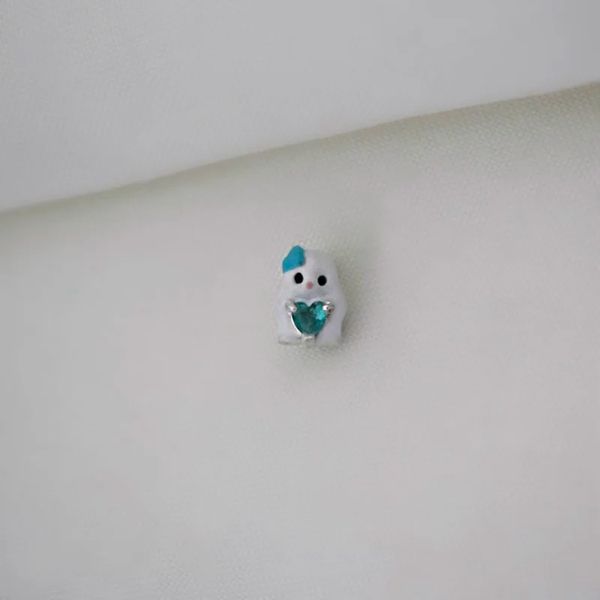 BERLOQUE GATINHO ZIRCÔNIA CORAÇÃO AZUL PRATA 925 - My Prata Joias