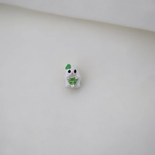 BERLOQUE GATINHO ZIRCÔNIA CORAÇÃO VERDE PRATA 925... - My Prata Joias