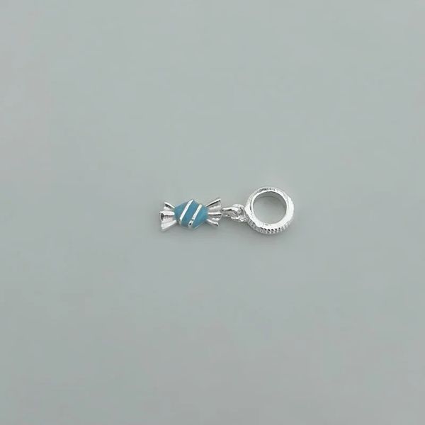 BERLOQUE BOMBOM AZUL CLARO PRATA 925 - My Prata Joias