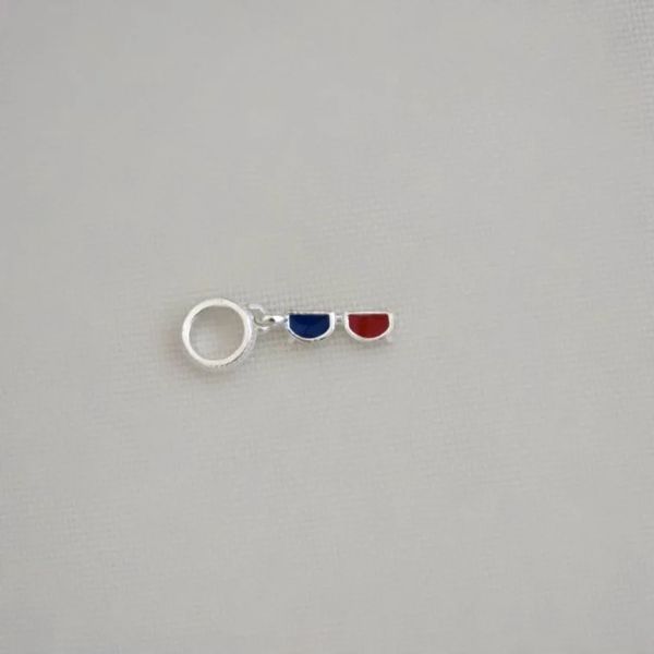 BERLOQUE ÓCULOS AZUL VERMELHO PRATA 925 - My Prata Joias