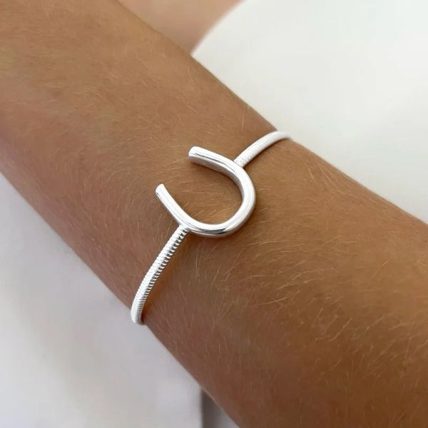 BRACELETE FERRADURA REGULÁVEL PRATA 925 - My Prata Joias