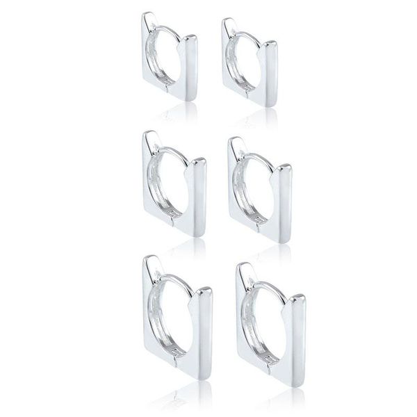 TRIO ARGOLINHA QUADRADA CLICK PRATA 925 - My Prata Joias