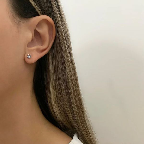 BRINCO QUADRADO ZIRCÔNIA LILAS PRATA 925 - My Prata Joias