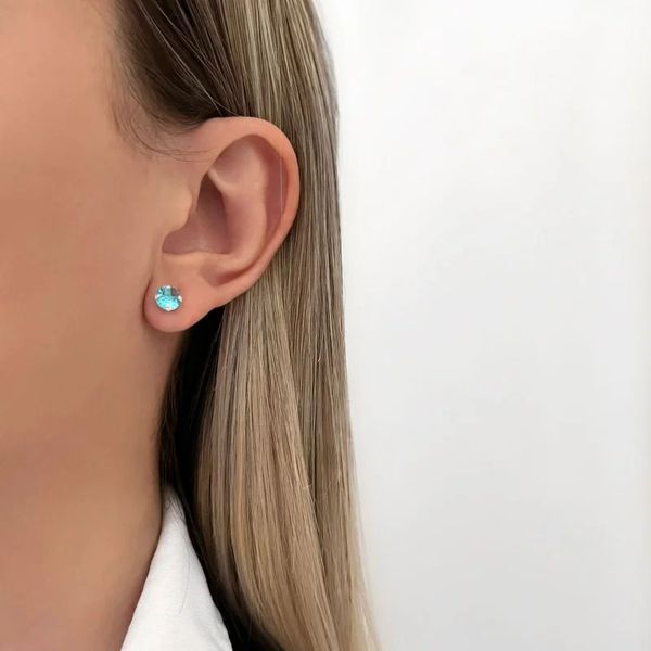 BRINCO ZIRCÔNIA AZUL CLARO PRATA 925 - My Prata Joias