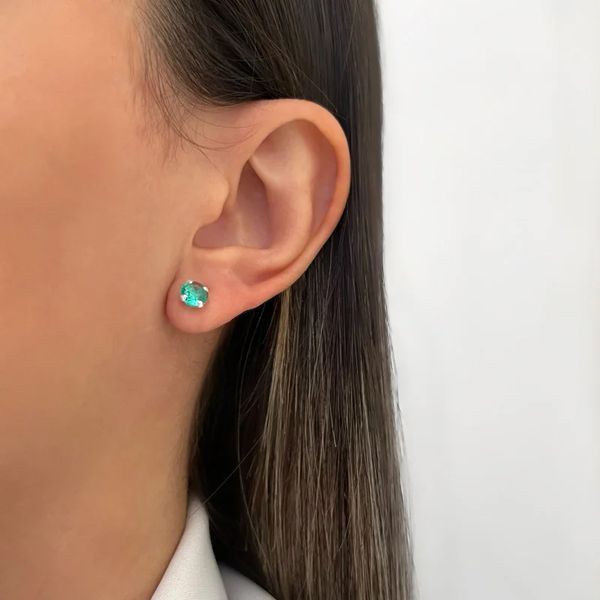 BRINCO REDONDO ZIRCÔNIA VERDE ÁGUA PRATA 925 - My Prata Joias