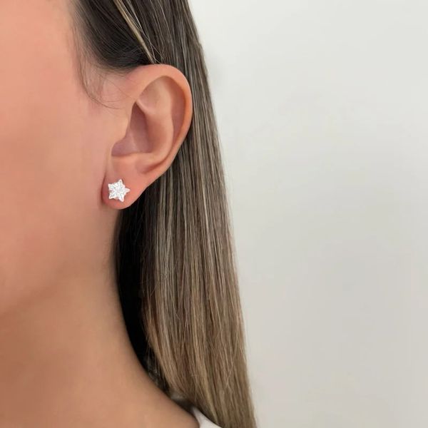 BRINCO ESTRELA ZIRCÔNIA CRISTAL PRATA 925 - My Prata Joias