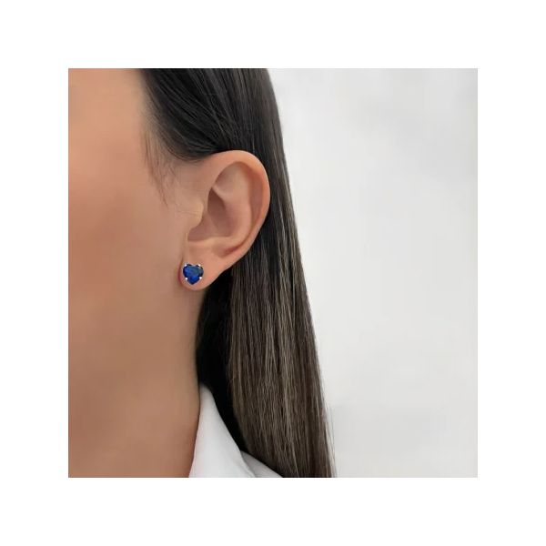 BRINCO CORAÇÃO ZIRCÔNIA AZUL ESCURO PRATA 925 - My Prata Joias