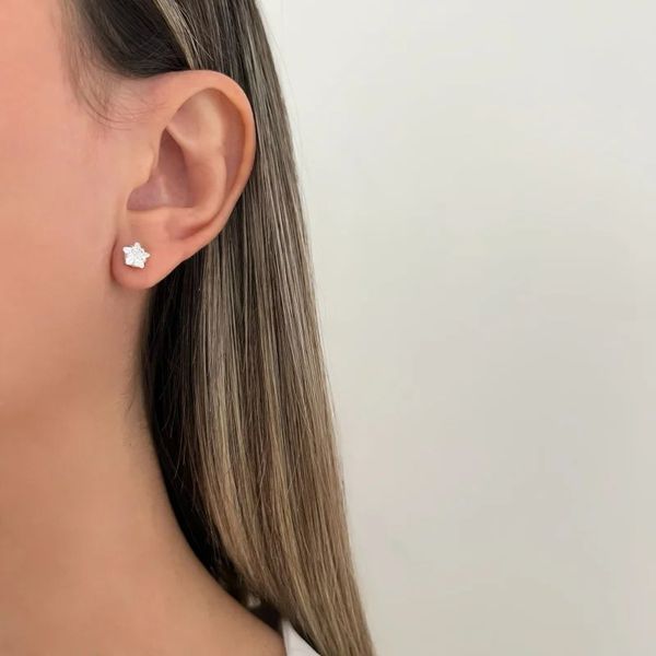BRINCO ESTRELA ZIRCÔNIA CRISTAL PRATA 925 - My Prata Joias