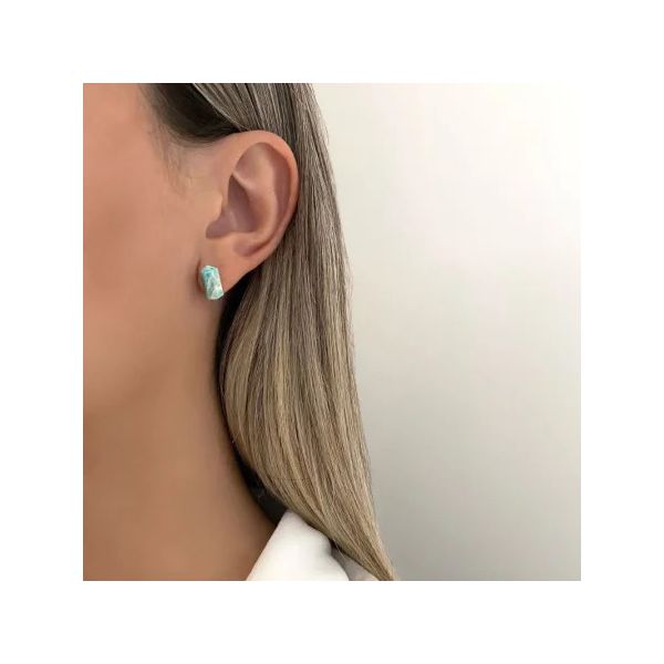BRINCO PEDRA AMAZONITA PRATA 925 - My Prata Joias