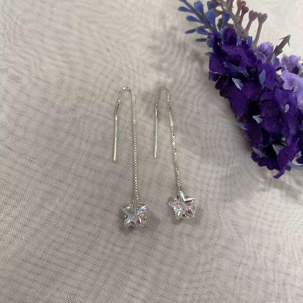 BRINCO VENEZIANA ESTRELA CRISTAL PRATA 925 - My Prata Joias