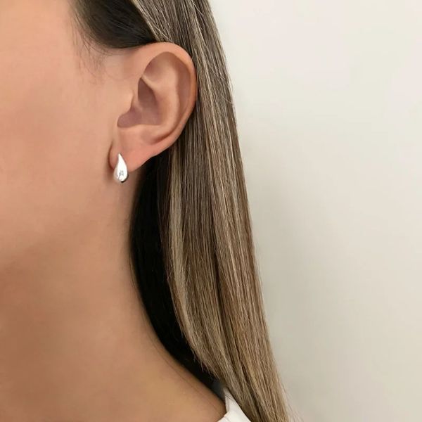 BRINCO GOTA LISO PRATA 925 - My Prata Joias
