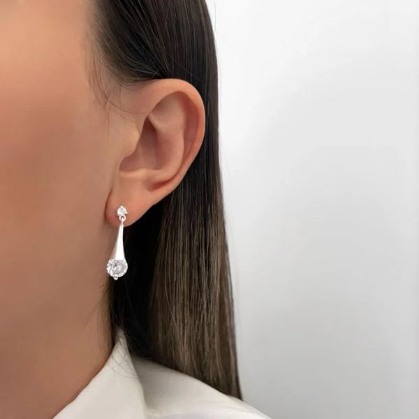 BRINCO LISO ZIRCÔNIA REDONDA PRATA 925 - My Prata Joias