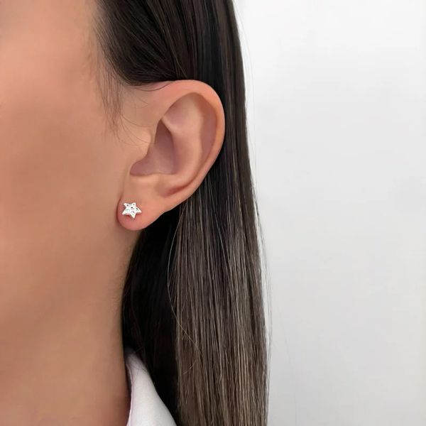 BRINCO ESTRELA ZIRCÔNIA CRISTAL PRATA 925 - My Prata Joias