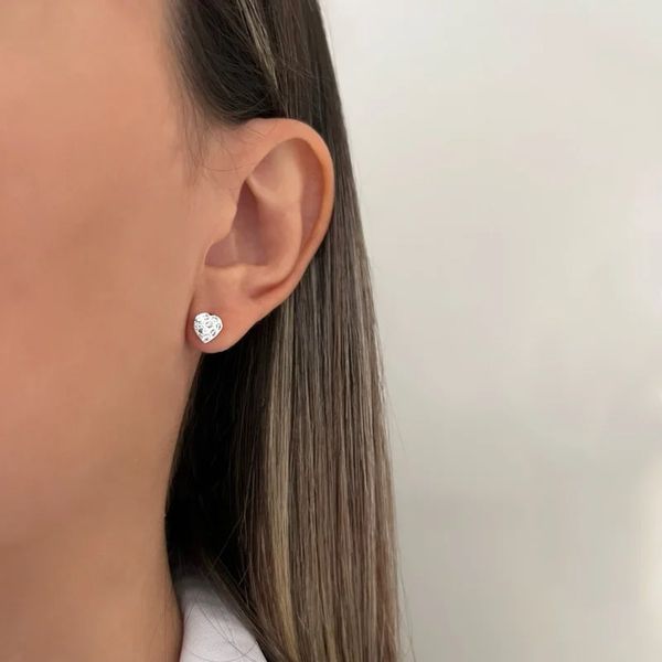 BRINCO CORAÇÃO ZIRCÔNIA CRISTAL PRATA 925 - My Prata Joias