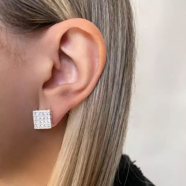BRINCO QUADRADO ZIRCÔNIA CRISTAL PRATA 925 - My Prata Joias
