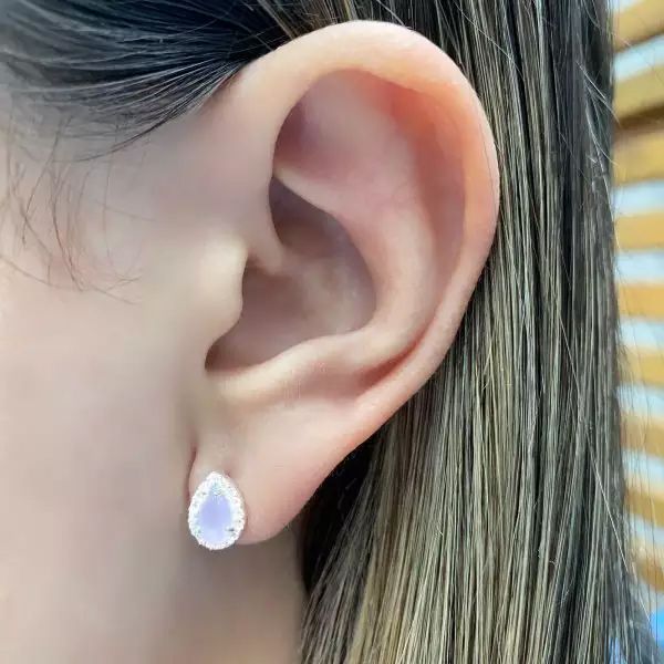 BRINCO GOTA ZIRCÔNIA ROSA CLARO LEITOSO E CRISTAL ... - My Prata Joias