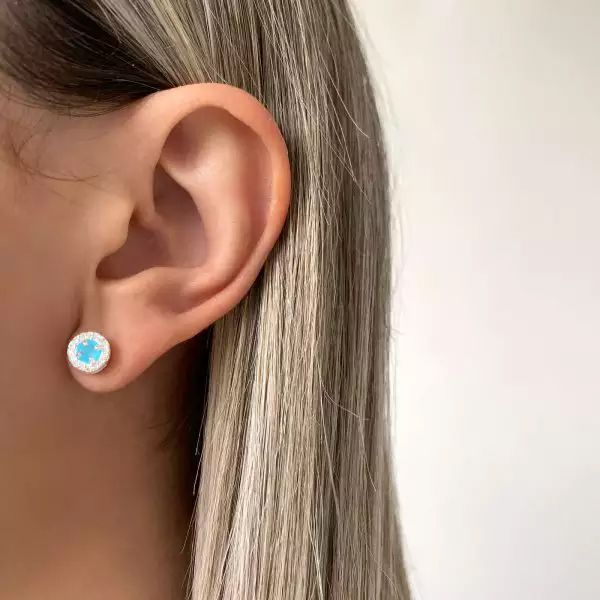 BRINCO ZIRCÔNIA AZUL CLARO E CRISTAL PRATA 925 - My Prata Joias