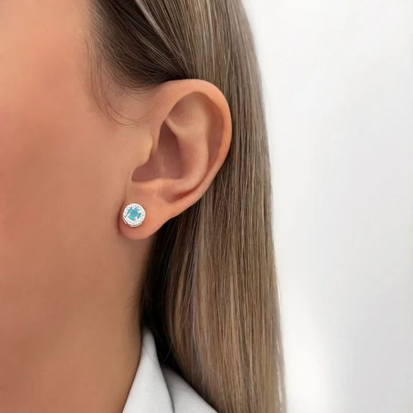 BRINCO REDONDO ZIRCÔNIA AZUL E CRISTAL PRATA 925 - My Prata Joias