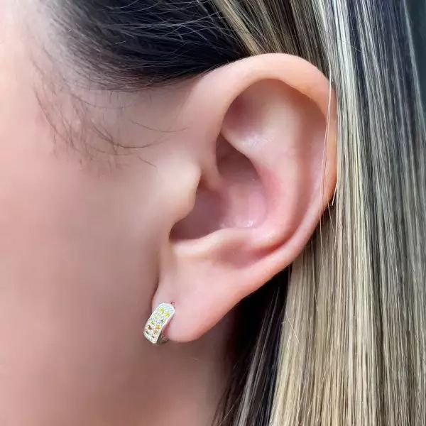 BRINCO ARGOLA CLICK ZIRCÔNIA AMARELO ESCURO PRATA ... - My Prata Joias