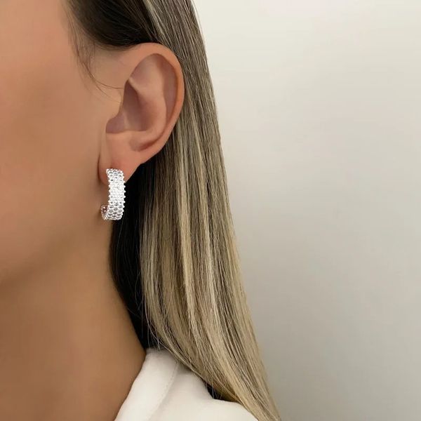 BRINCO CRAVEJADO CRISTAL MAXI PRATA 925 - My Prata Joias