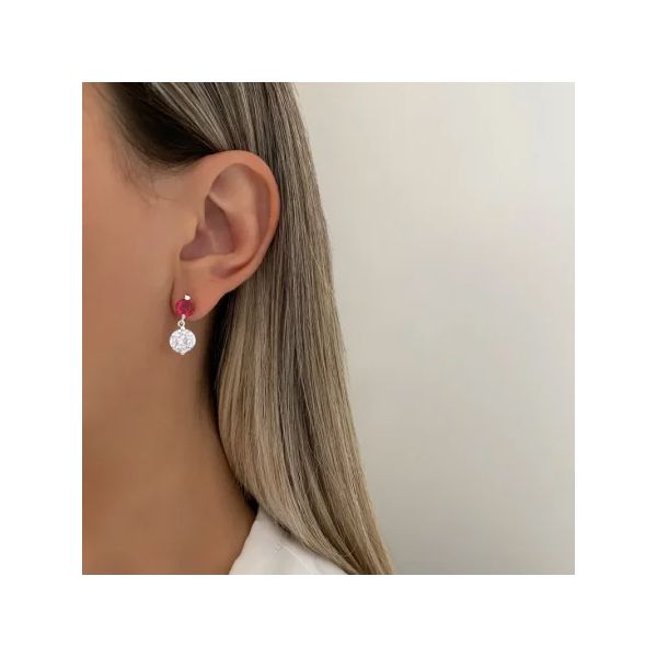 BRINCO ZIRCÔNIA ROSA E CRISTAL PRATA 925 - My Prata Joias