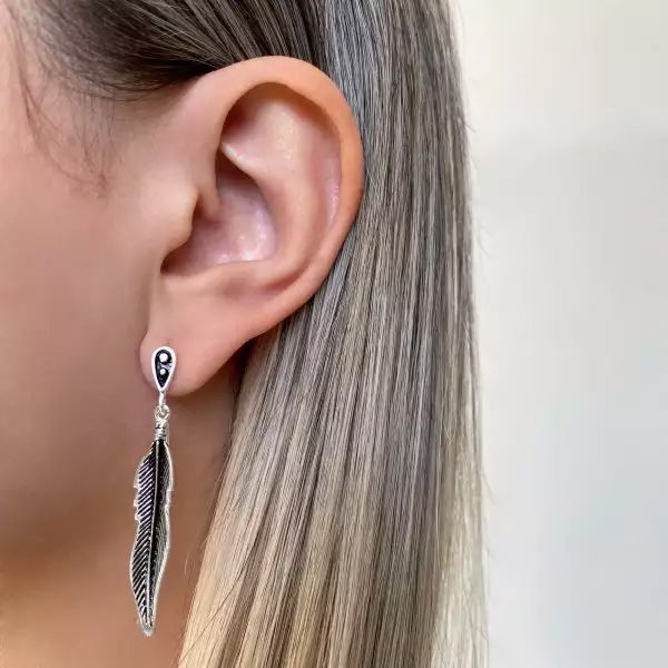 BRINCO FOLHA INDIANO PRATA 925 - My Prata Joias