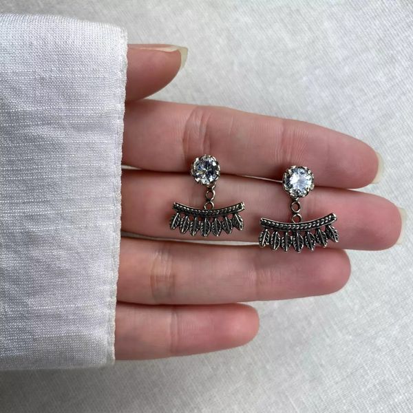 BRINCO INDIANO PENA ZIRCÔNIA CRISTAL PRATA 925 - My Prata Joias