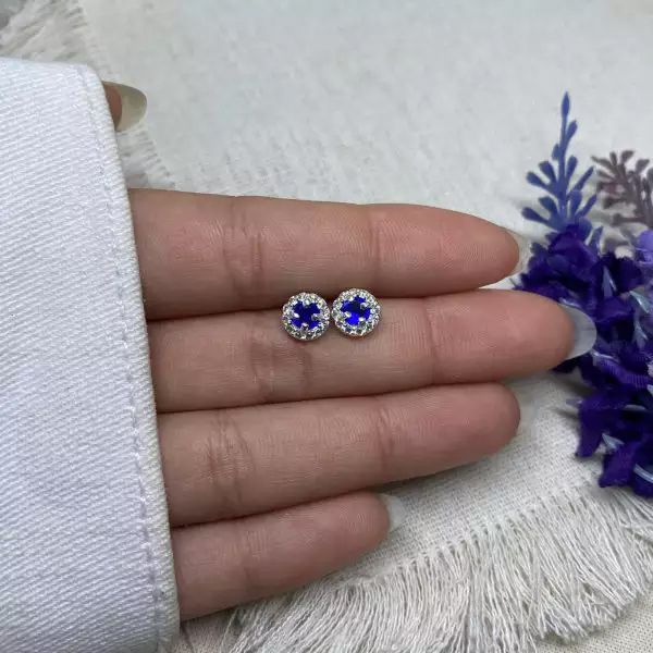 BRINCO REDONDO ZIRCÔNIA SAFIRA PRATA 925 - My Prata Joias