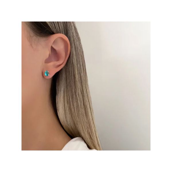 BRINCO GOTA ZIRCÔNIA VERDE ÁGUA PRATA 925 - My Prata Joias