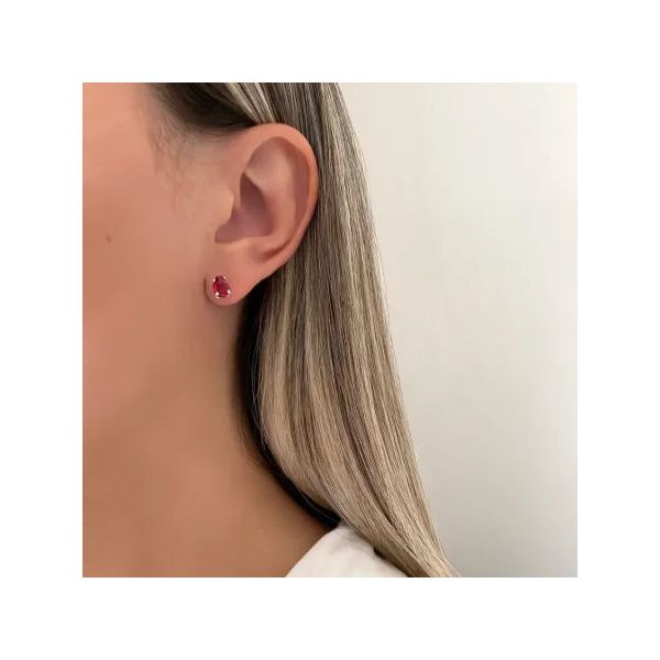 BRINCO GOTA ZIRCÔNIA ROSA ESCURO PRATA 925 - My Prata Joias