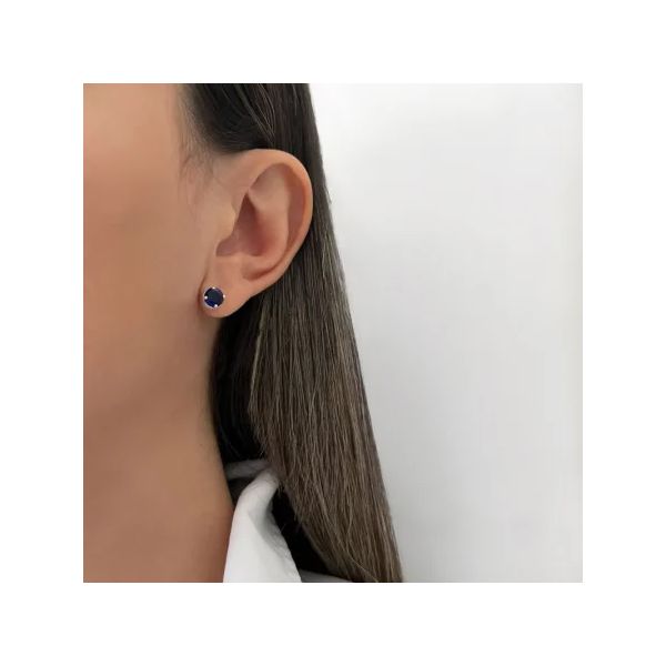 BRINCO REDONDO ZIRCÔNIA AZUL PRATA 925 - My Prata Joias