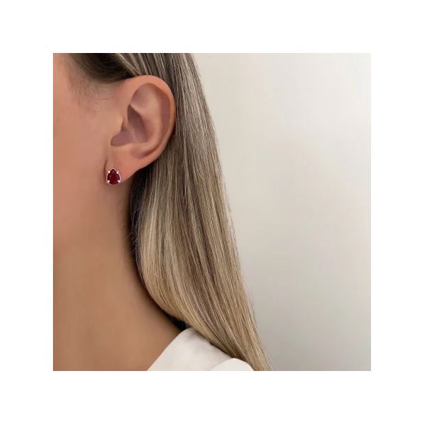BRINCO GOTA ZIRCÔNIA VERMELHO PRATA 925 - My Prata Joias